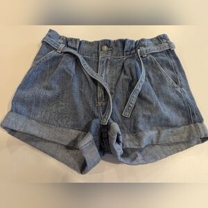 Hollister Denim Paperbag Tie-Front Shorts Blue Wash 5 3" Womens Cotton
